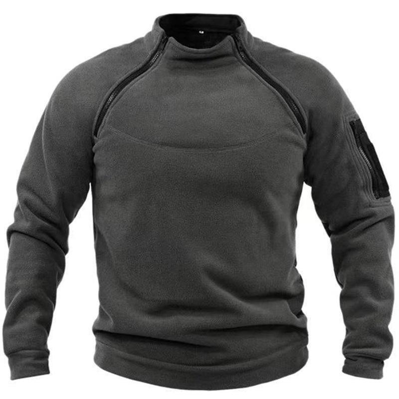 Stehkragen Herrenpullover Hält warm im Herbst und Winter Locker Einfarbig Outdoor-Sport Warm und Atmungsaktiv Taktische Herrenbekleidung