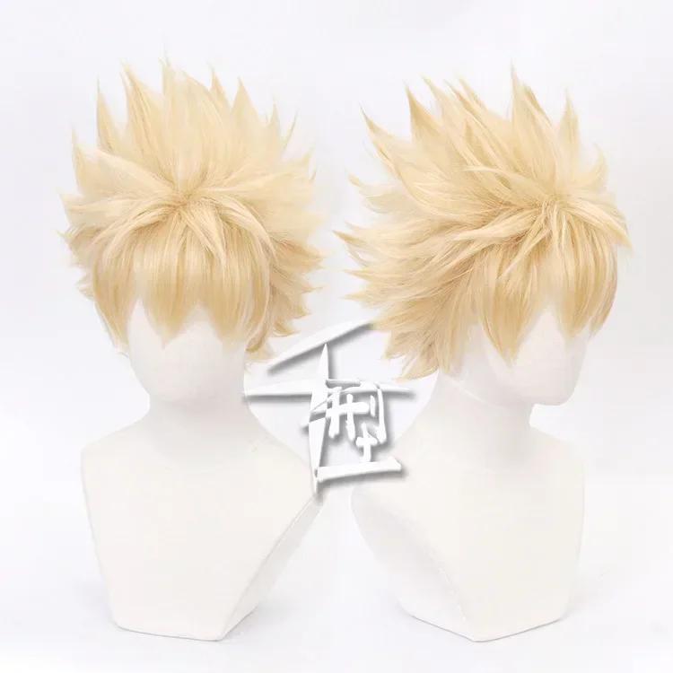 Anime My Hero Academia Baku No Hero Bakugou Katsuki Bakugo Short Linen Blond Varmebestandig Cosplay Costume parykk
