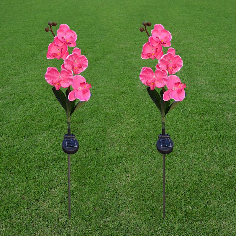 Outdoor Solar Lights, Waterproof Butterfly Orchid Garden Light, Decorative Flower 5 LED Lamp, Landscape Lighting for Lawn Patio Pathway Driveway
