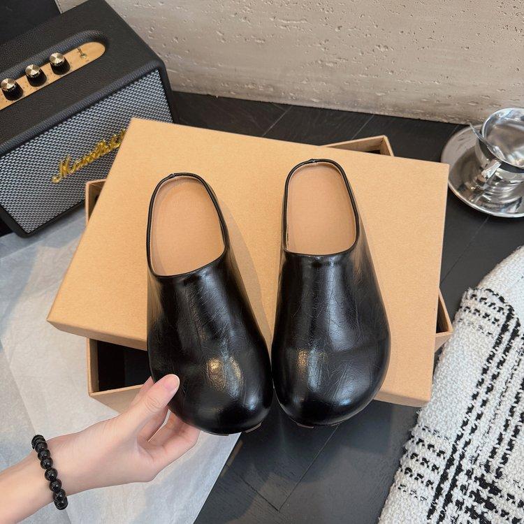 [Yushilai] Retro Mori thick-soled versatile half-slippers for women's 2025 spring new fashion outer wear one pedal