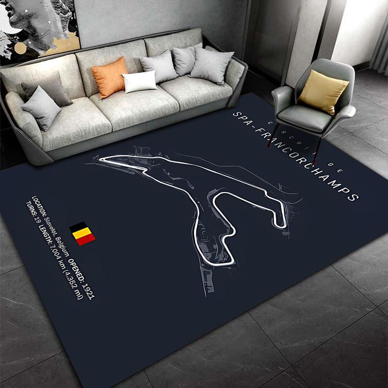 Spa-Francorchamps Rennstrecken-Design Teppich Geeignet zur Verwendung als rutschfeste Spielmatte für Sofas im Wohn- und Schlafzimmer