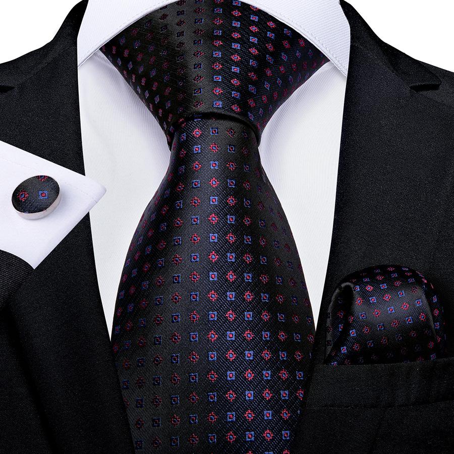 Buy Mens Ties Formal Plaid Necktie 8.5cm Silk Tie Hanky Cufflinks Set for Business Accessories