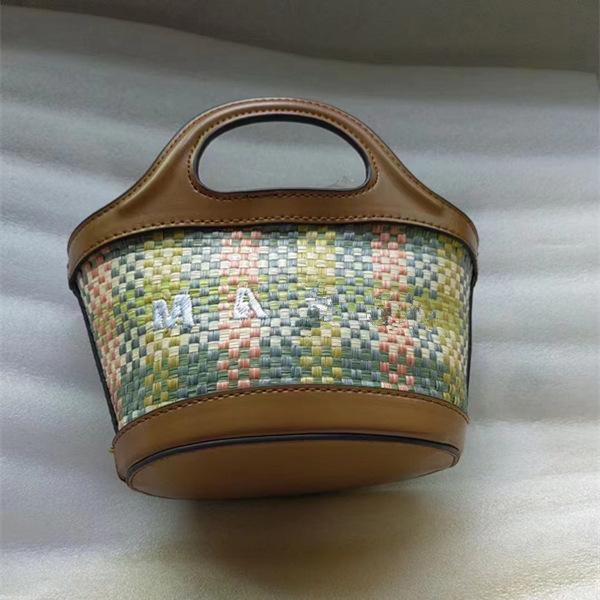 

Модная пляжная сумка из соломы с плетеными вставками, новая женская сумка, плетеная портативная сумка-корзина для овощей, сумка через плечо