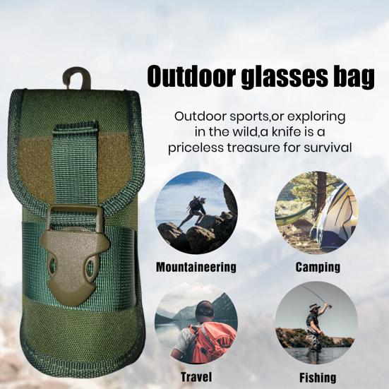 Portable Glasses Storage Bag with Buckle Tactical Sunglasses Container Case for Women Men Outdoor Travel Carrier Bag for Camping
