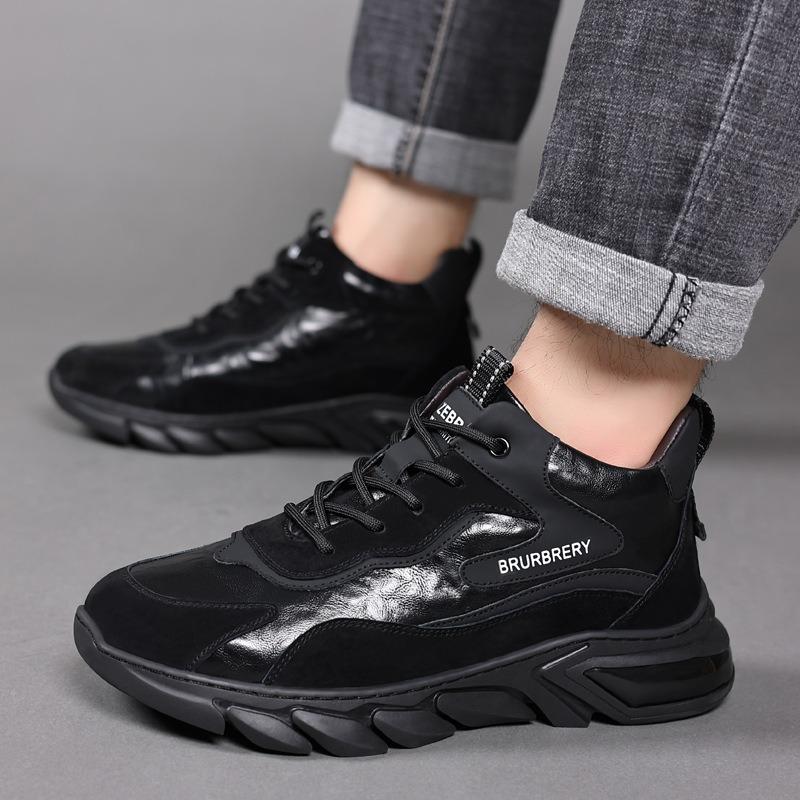 Winter New Wool Leather Men's Cotton Shoes Velvet Warm Sports Casual Men's Shoes Light Outdoor Men's Leather Shoes
