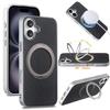 Case for iPhone 16 - TPU+PC+Leather/PU, Black, With Stand