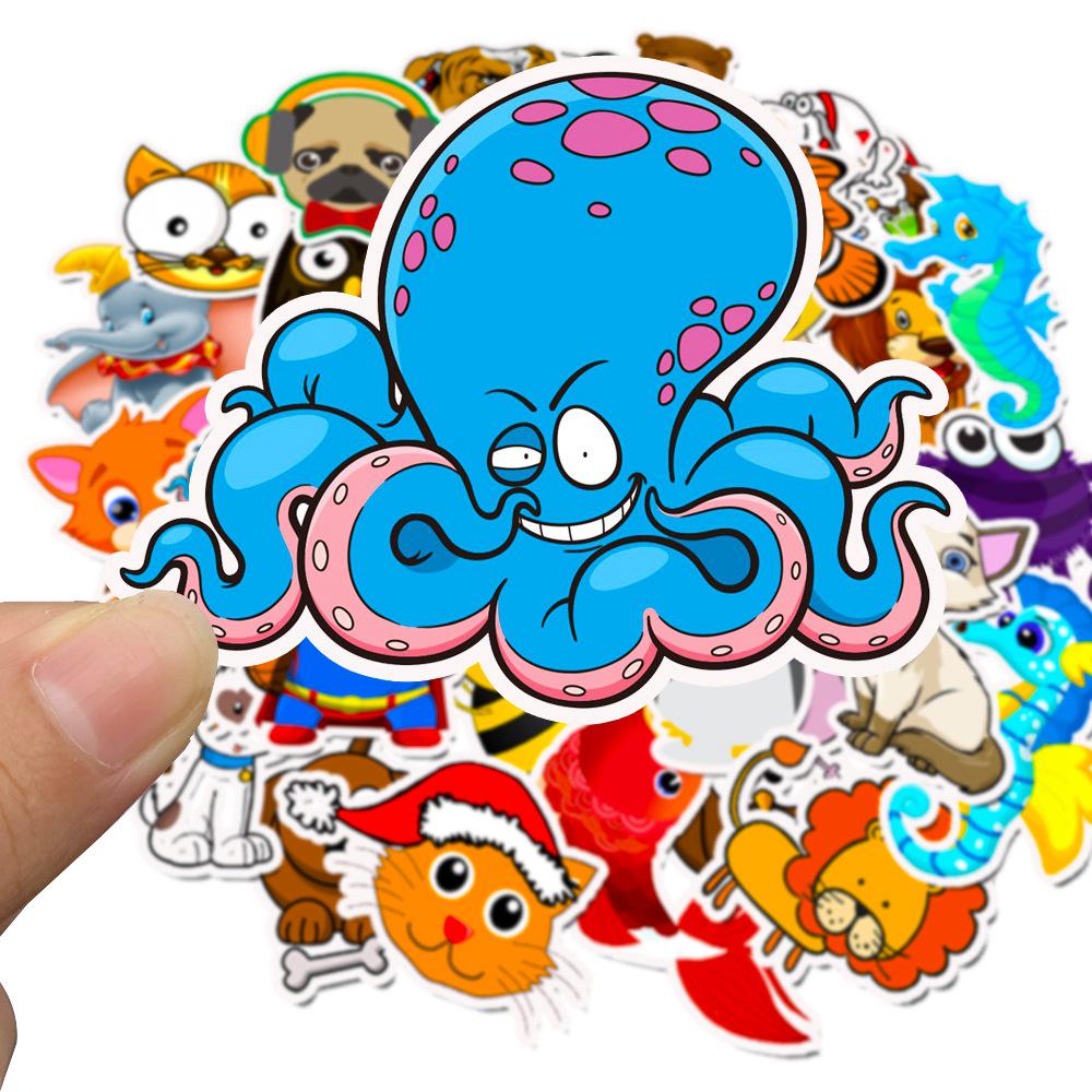 50 Cute Animal Stickers Suitcase Motorcycle Trolley Case Notebook Guitar Non-infringement Waterproof Stickers