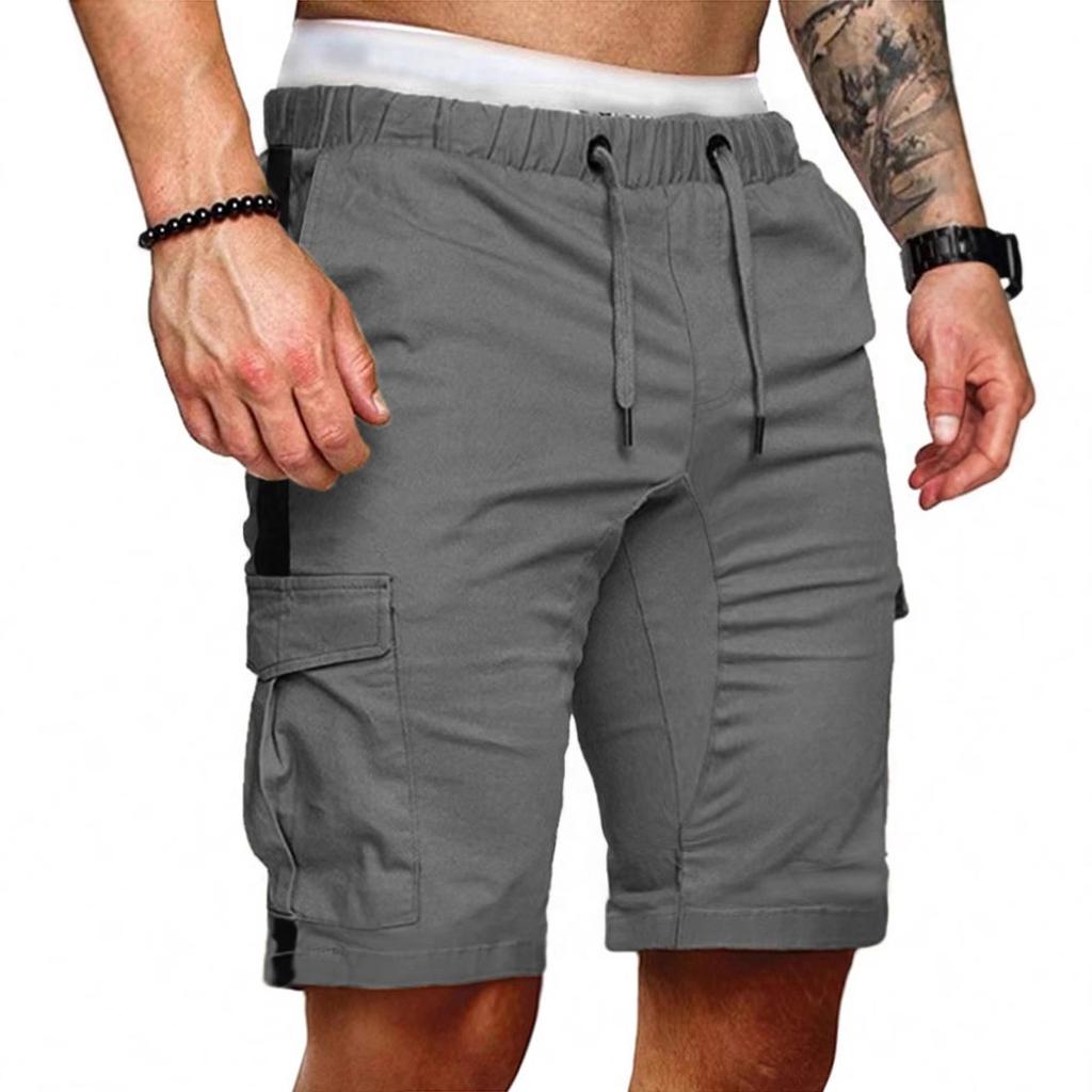 New Work Shorts Men'S Fall Splicing Solid Color Casual Sports Loose Straight Shorts Male