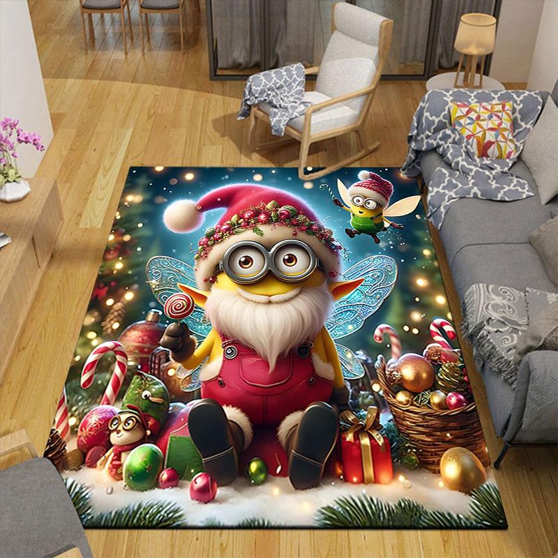 1Pc Minions Christmas Celebration Rug Office Carpet Indoor Outdoor Doormat Nonslip Soft And Comfortable Living Room Christmas Halloween Gift D91854