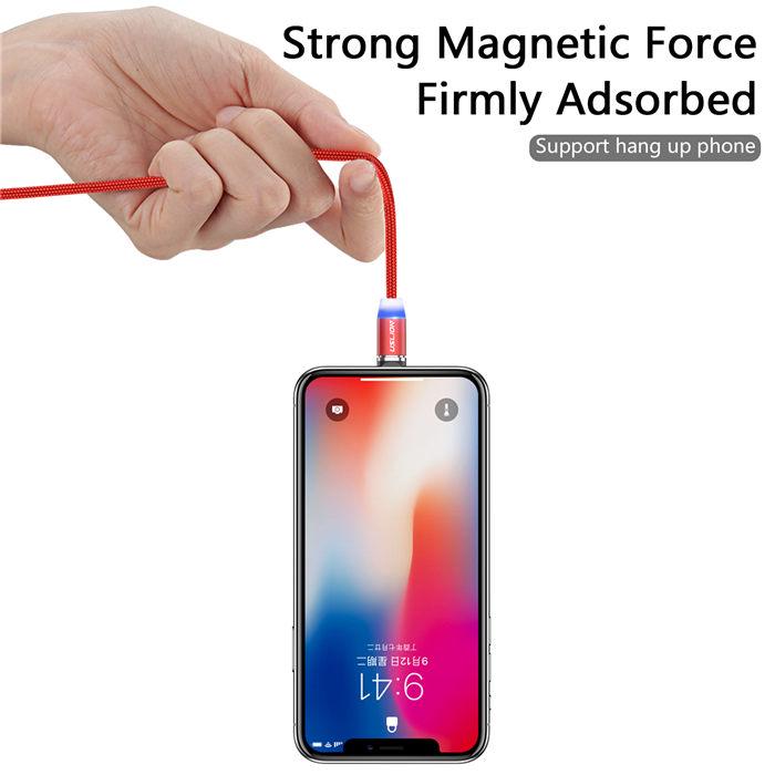 Магнитный кабель 3 в 1 1 м для iPhone X Samsung с нейлоновой оплеткой для освещения — фото 9