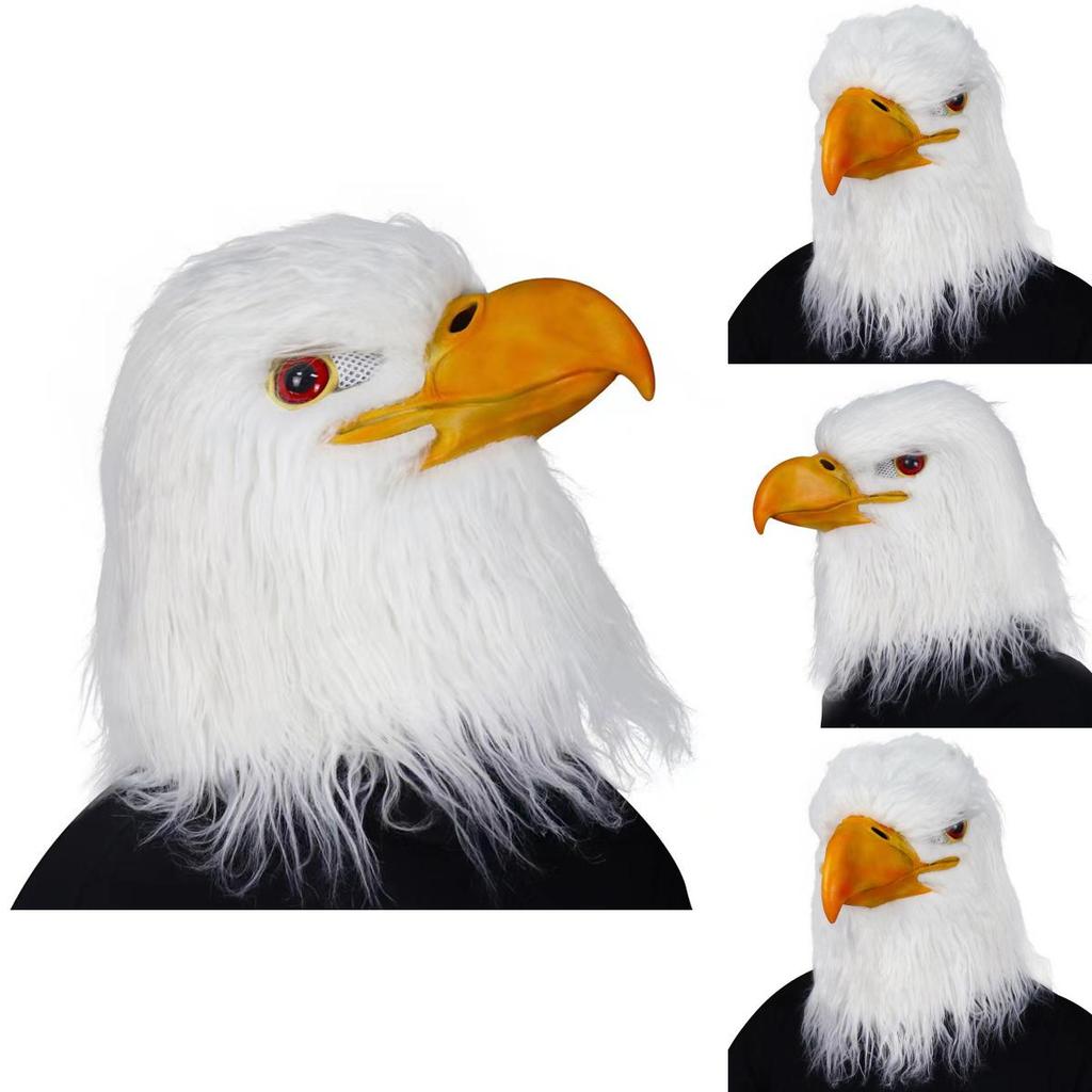 Vithövdad örnmask i latex för Halloween och cosplay med djurtema