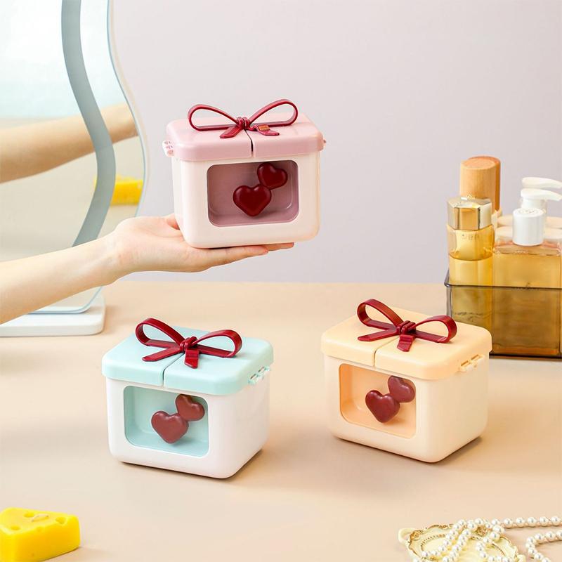 Bowknot Lipstick Storage Box Dressing Table Cosmetics Storage Box Dormitory Lip Glaze Nail Polish Dustproof Exquisite With Cover