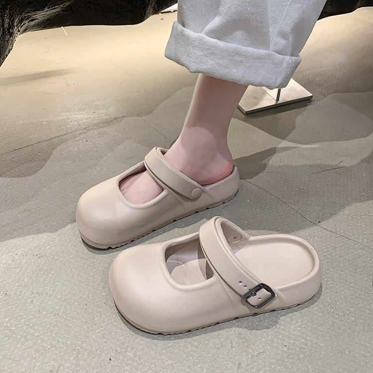 

Баотоу крутые тапочки женские летние нескользящие с мягкой подошвой пляжные новые универсальные Мэри Джейн домашние сандалии 40/41 хаки