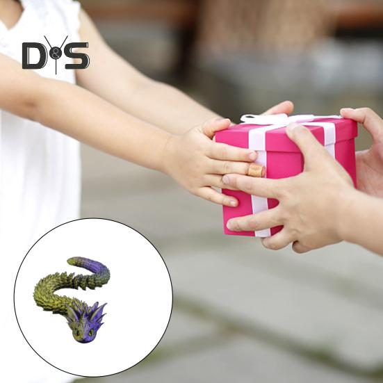 3D Printed Dragon Snake Figurine Movable Joints Mini Snake Figure Articulated Animal Model Toy Home Office Bookshelf Desktop Decoration Ornament