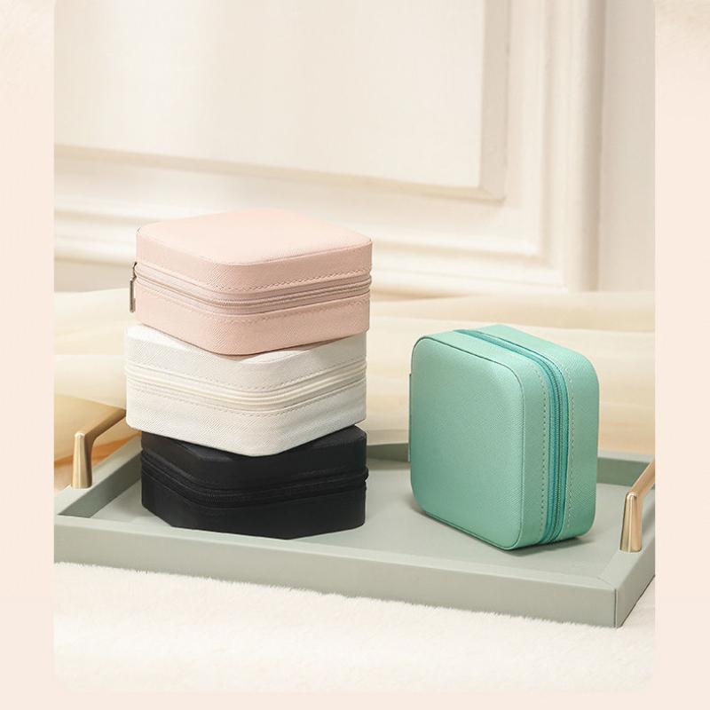 Boîte à bijoux Portable, bagues de voyage, clous d'oreilles, boîte à bijoux, boîte de rangement de bijoux, sac Compact mignon en forme de cœur pour fille