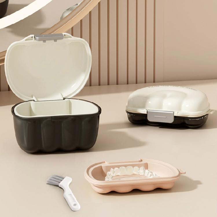 Leak Proof Storage Box For Clear Aligners Dentures Aligner Hoder with Mesh Drainage Basket Travel Essential Organiser