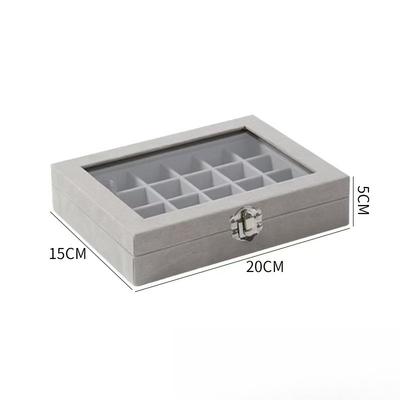 24-Fächer große Schmuckschatulle, Flanell-Schmuckschatulle, Aufbewahrungsbox für Ringe, Halsketten, Schmuck und Ohrringe