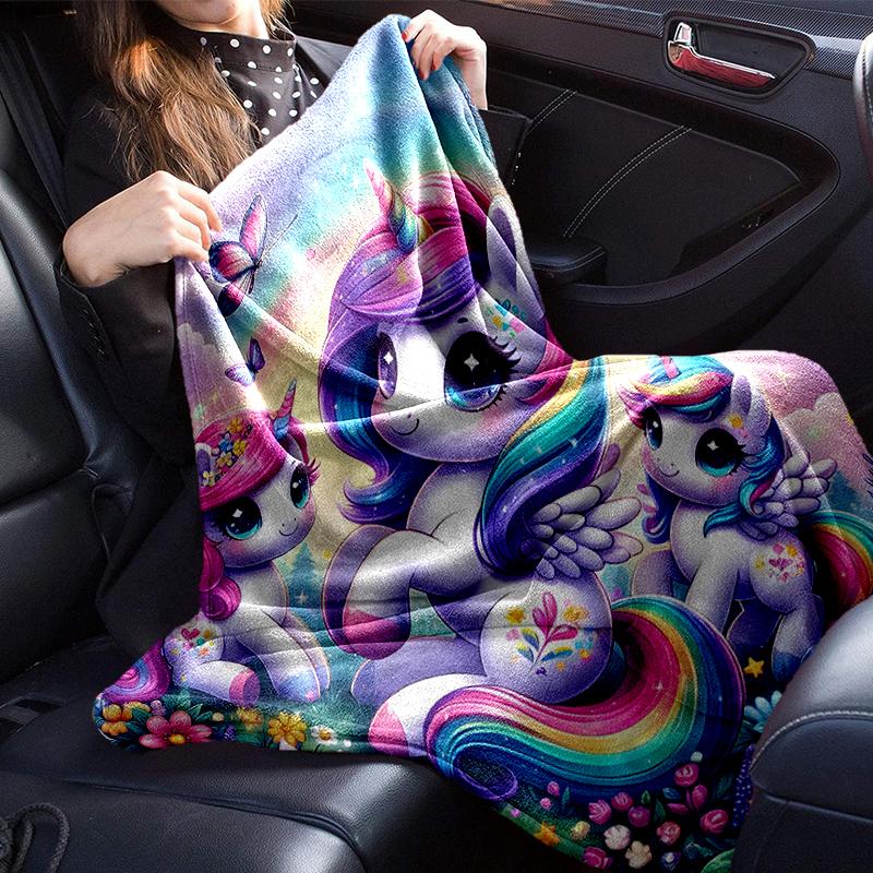 Rainbow Unicorns Garden Blanket Flannel Blanket for bed, sofa, Camping, Hiking, Picnic Essentials, gift for family Fan gifts