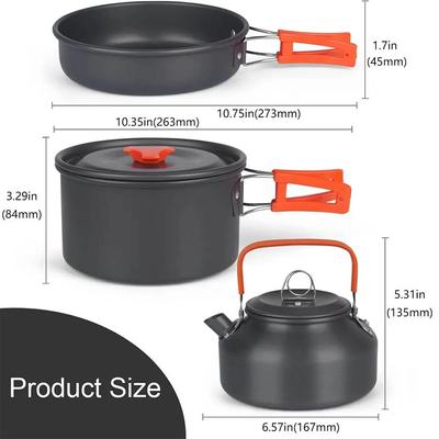 Camping Cookware Set Aluminum Nonstick Portable Outdoor Tableware Kettle Pot Cookset Cooking Pan Bowl for Hiking BBQ Picnic