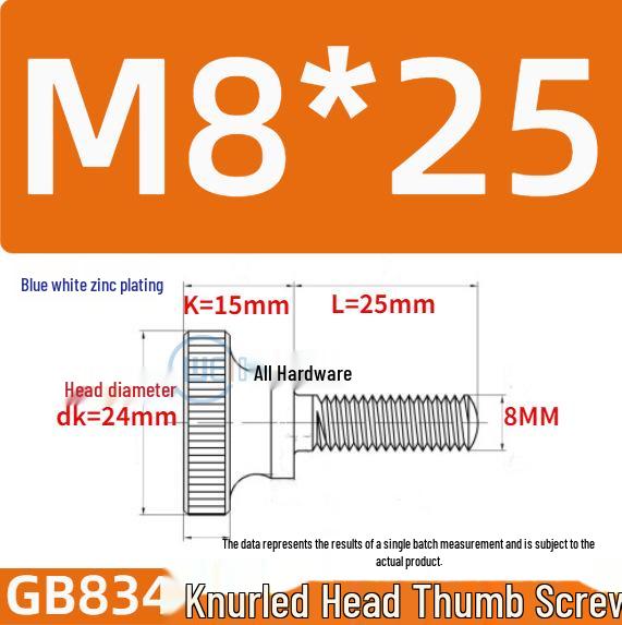 GB834 High Head Knurled Hand-Tightening Screw with Large Toothed Round Head