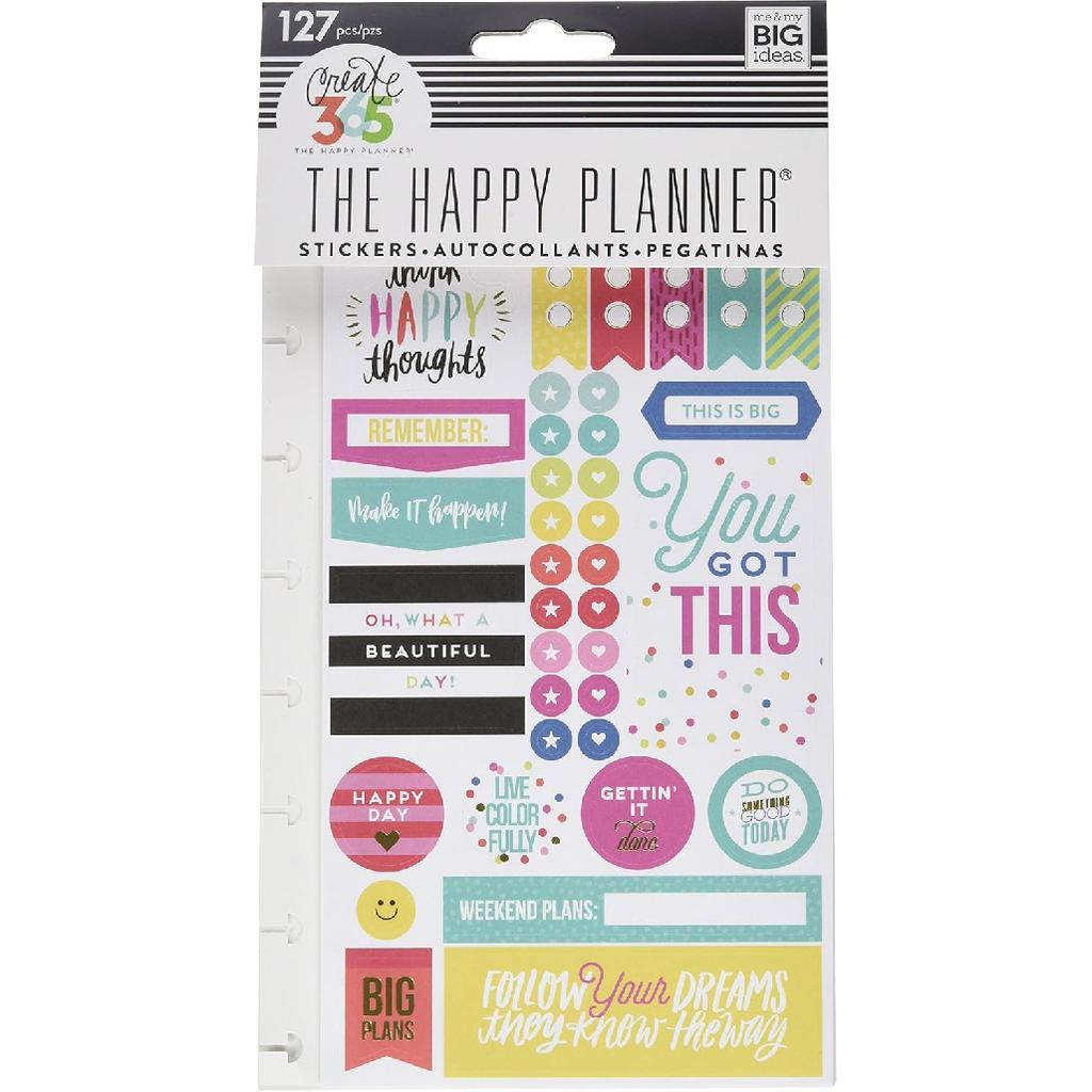 me & my BIG ideas PPSP-100 Create 365 The Happy Planner Snap in Sticker Pad, Happy Brights
