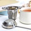 Stainless steel tea strainer with lid and teaspoon