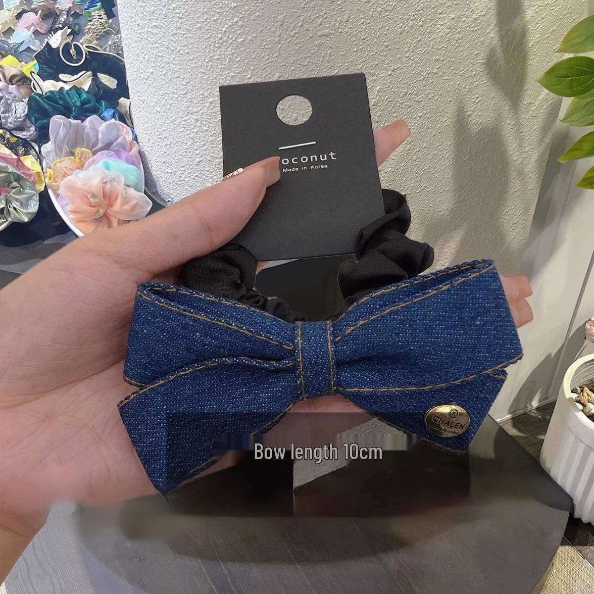 2025 Korean Fashionable Denim Bow Hair Claw Clip - Large Shark Clip Accessory for Back of Head