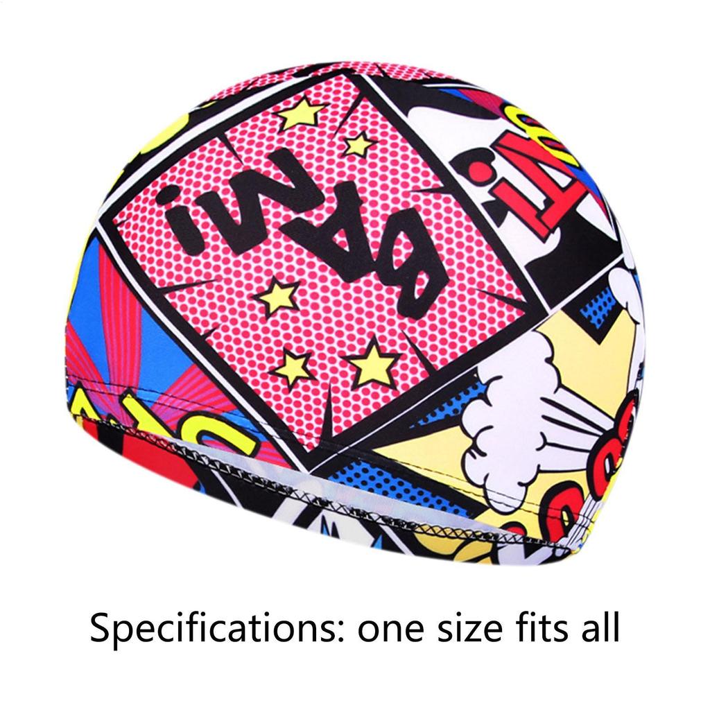 Unisex Printed Swim Caps Waterproof Polyester Swimming Hat For Boys Girls Ear Protection Pool Accessories Kids Youth Sports