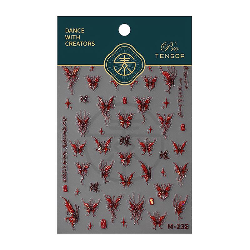 Red Shell Butterfly Nail Stickers: 3D Jelly Fantasy Decals
