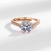 Light Luxury 2 Carat   Copper Champagne Gold Sparkling Zircon Ladies Banquet Elegant Calm Ring