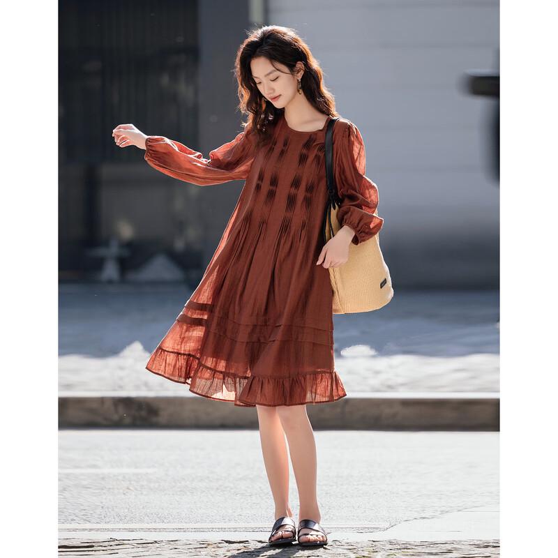 

Demana Silk-Smooth Lyocell Pleated Lace Tea Dress L