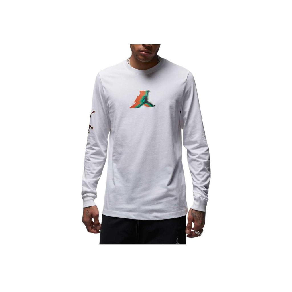 Jordan Character Print Crew Neck Long Sleeve Sport Tee Men Tops White FB7455-100