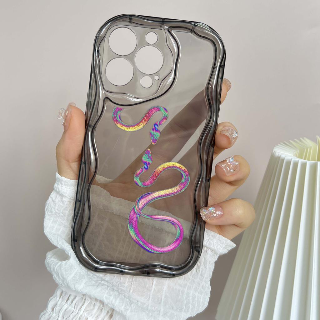 N73 Schwarzgold Schlangenmuster Weiche Wellenförmige Handyhüllen für iPhone 14 Pro Max 13 mini 15 Plus XR 7 8 6 XS Max 12 11 Schutz-Bumper-Hülle