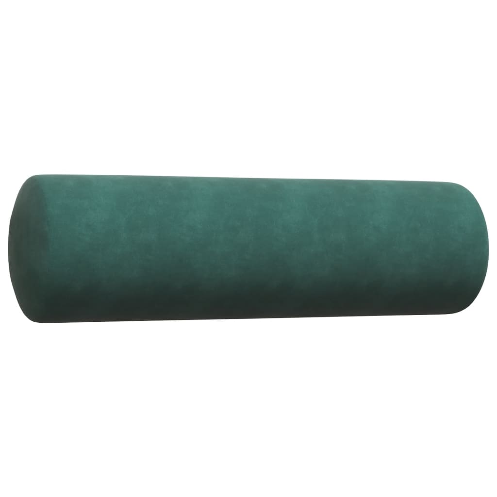 3 Piece Sofa Set with Cushions and Neck Rolls Dark Green Velvet