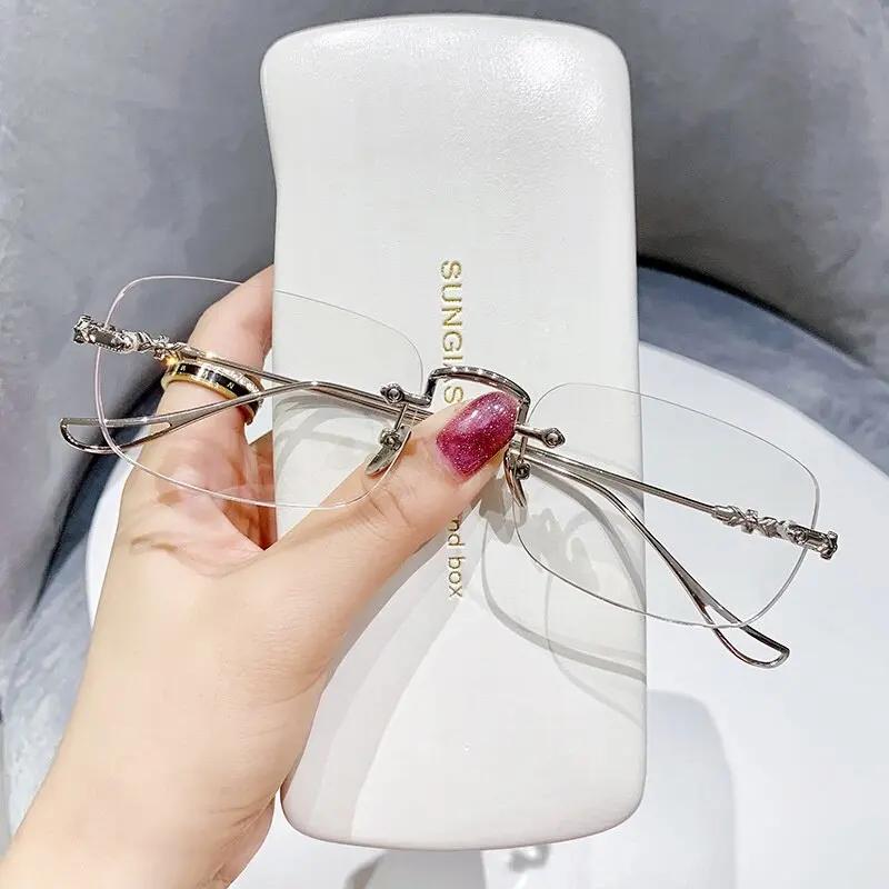 

Luxury Metal Photochromic Sunglasses Men Women Fashion Rimless Sun Glasses Stylish Anti-glare Driving Shades UV400