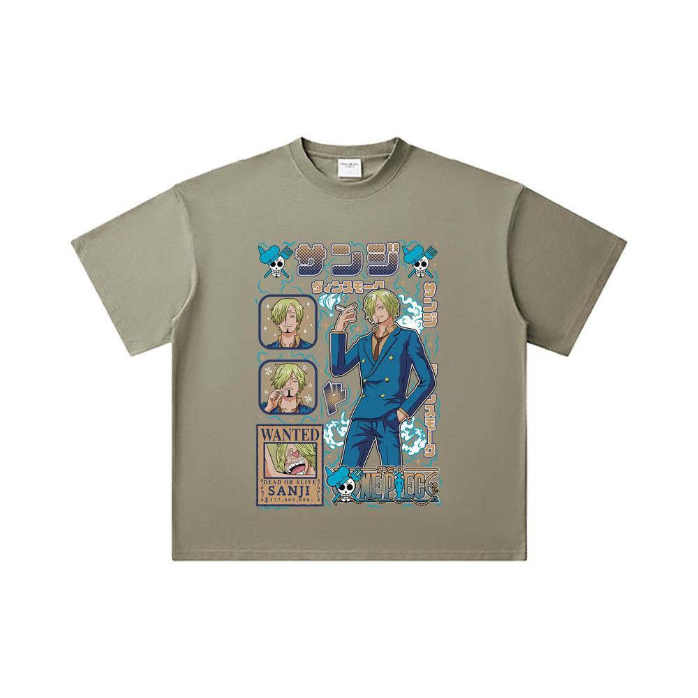 260 GSM Double Yarn 32 Count 100% Cotton One Piece V59 Sanji Print Unisex Heavy Cotton T Shirt