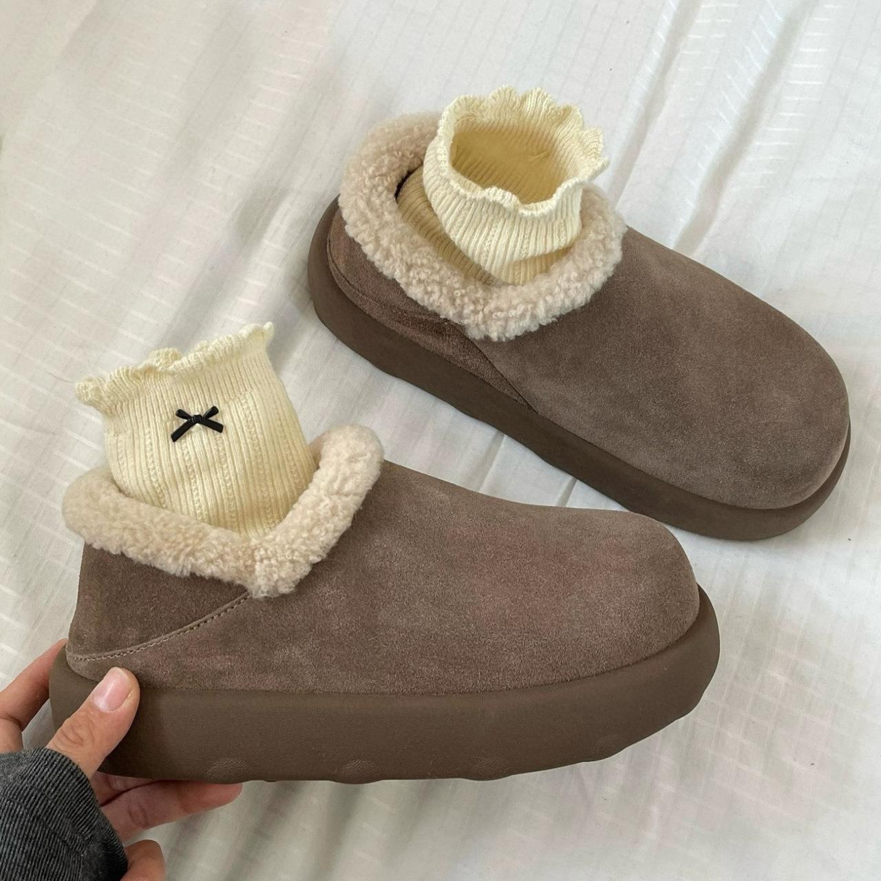 

Mao Mao Birkenstock shoes women s winter 2025 new piled thickened warm pregnant women bean cotton shoes fur integrated snow boots 40