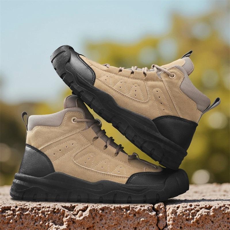 Brand Spring and Autumn Men's Boots,Men's Hiking Boots,High-quality Leather Men's Sports Shoes, Outdoor Hiking Boots, Work Shoes