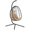 Hanging Egg Chair With Stand With Folding Basket Cushion And Headrest For Indoor And Outdoor Load 120 Kg Khaki