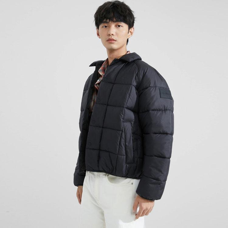 Calvin Klein Casual Commuter Printed Plaid Quilted Button-Down Collar Jacket Men Jackets Space-Black J324058BEH