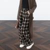 Women's Retro Plaid Elastic Waist Wide-Leg Pants