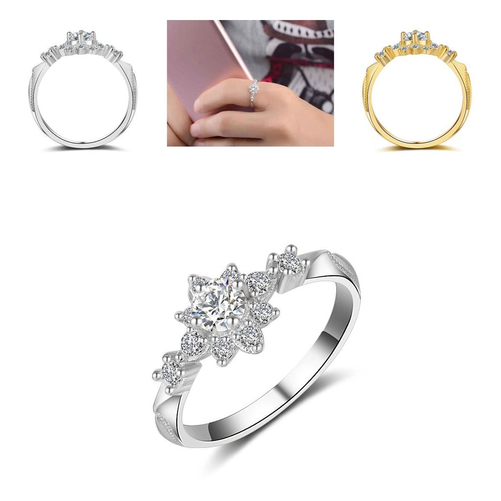 Womens Sweet Fashion Goldplated Elegant Crystal Rhinestone Ring Wedding