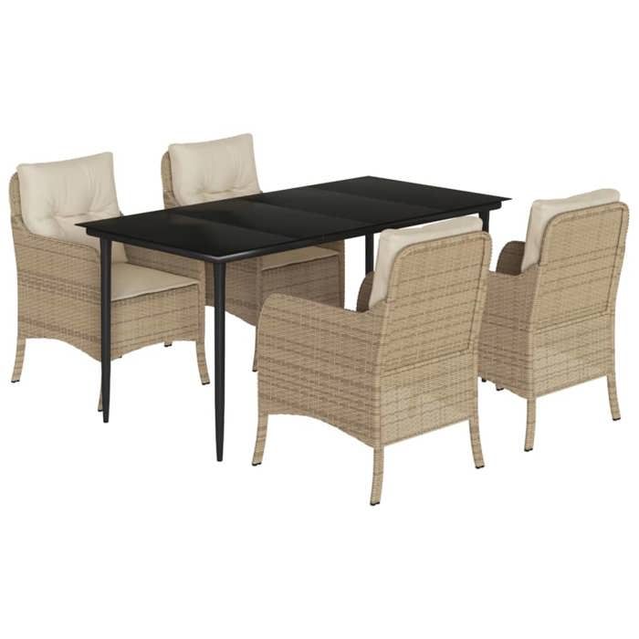 VidaXL Garden Dining Set with Cushions 5 Pcs, Patio Chairs and Table, Terrace Furniture, Modern, Beige 3211965