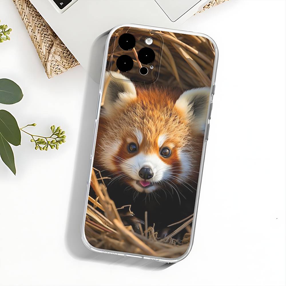 Cute Cartoon Red Panda Phone Case For iPhone 17,16,15,14,13,12,11 Pro,Max,Plus,X,XS,XR,SE4,E Mini Transparent Soft Cover