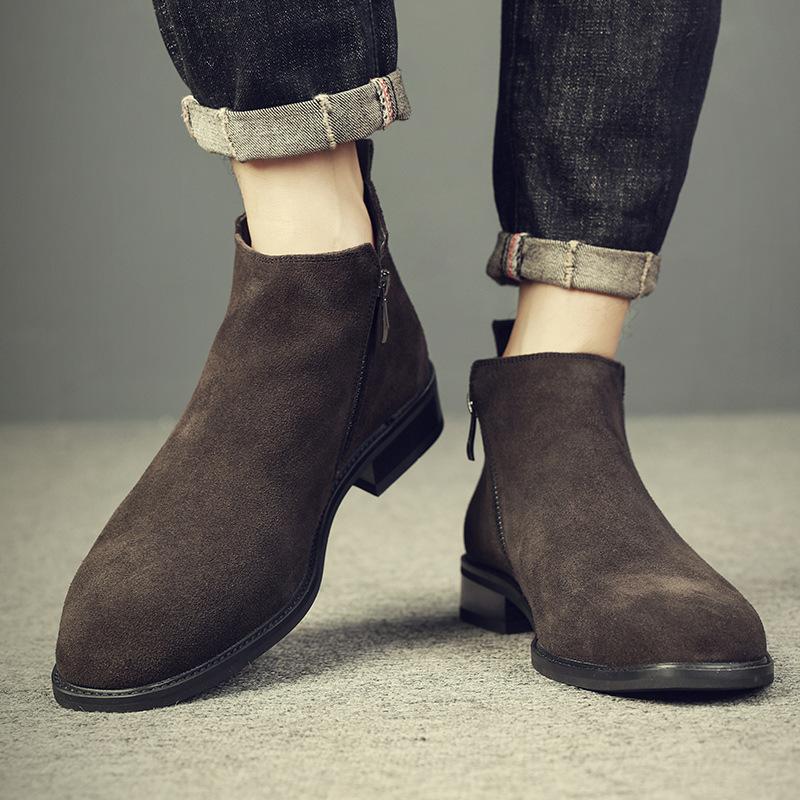 Winter new Martin boots men's high-top shoes medium-top short boots outdoor men's boots heightening medium tube Chelsea boots men's