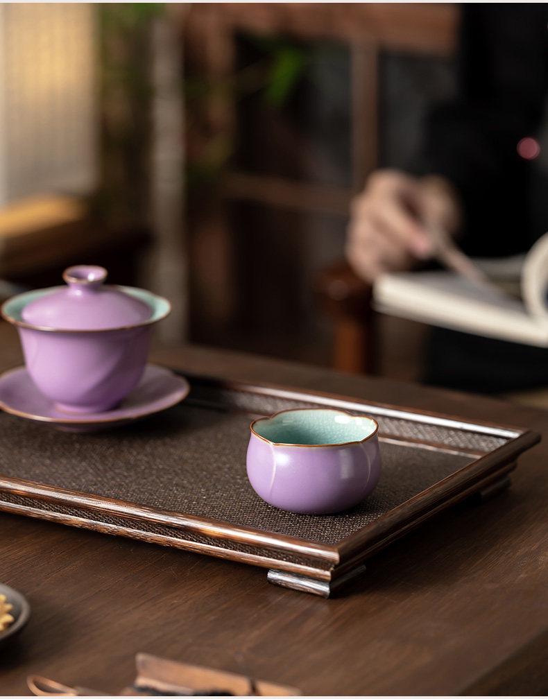 2026 Ice Crack Purple Ru Kiln Ceramic Tea Tasting Cup