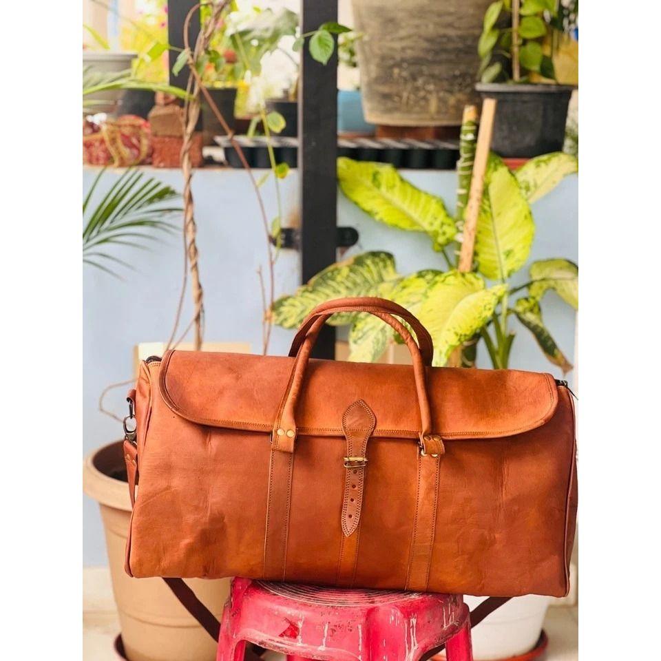 Leder Echtes Tasche Reise Männer Reisetasche Fitnessstudio Gepäck S Vintage Übernachtung Wochenende