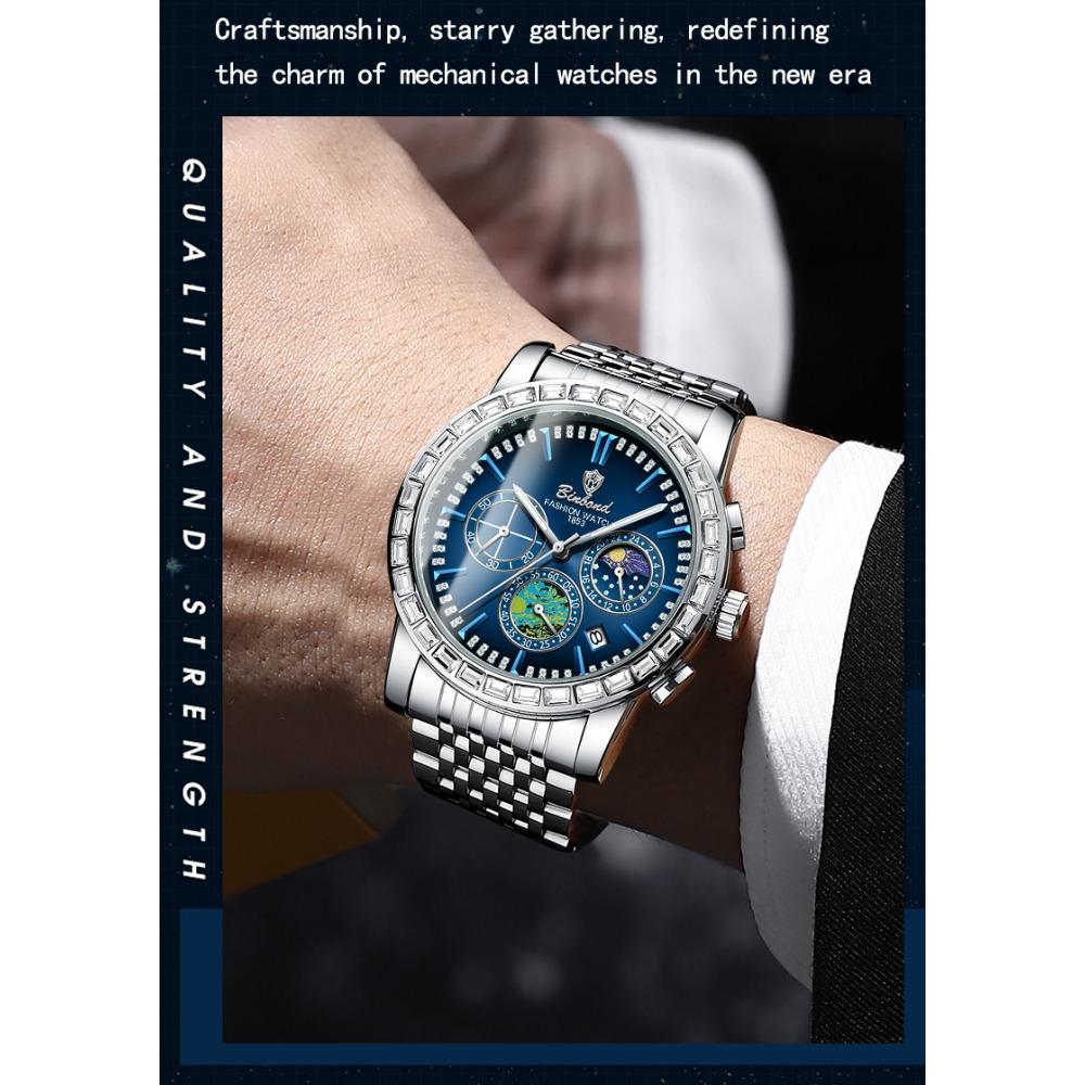 BINBOND Luxury Scratch-Resistant Quartz Wristwatches For Men Luminous Waterproof Auto Date Men's Watch Sports Casual