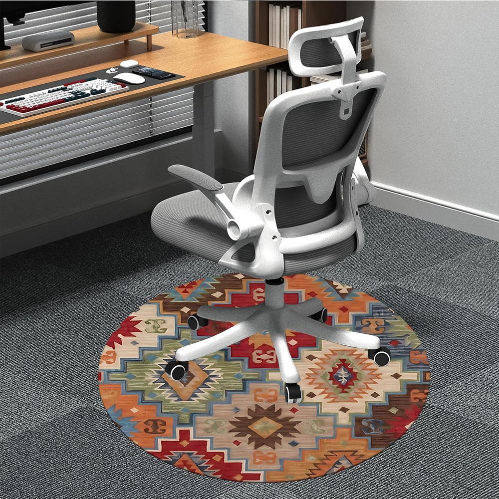 1 Stück Southwest-Muster Teppich für das Büro, rutschfest, runder Teppich, weich & bequem, Teppich für das Büro, leichte runde Bodenmatte