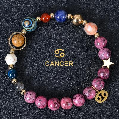 Braccialetti in Pietra Naturale Otto Pianeti e Dodici Costellazioni Braccialetto con Perline di Pietra Opaca Braccialetto Pianeta 12 Costellazioni